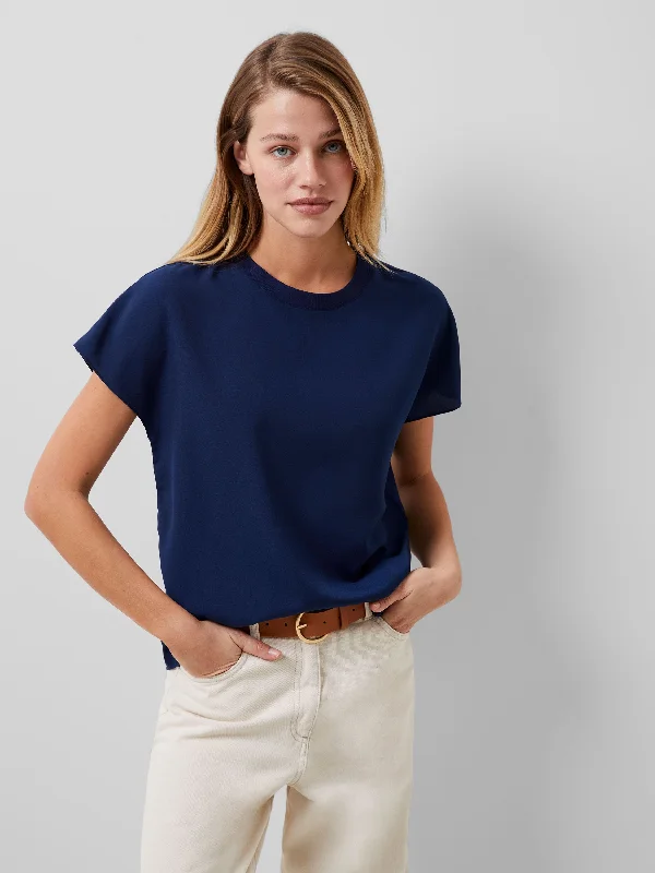 Crepe Light Crew Neck Top Huge Price Cut