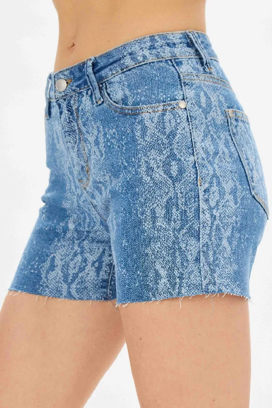 Judy Blue Snake Print Cut Off Shorts Minimalist Elegant