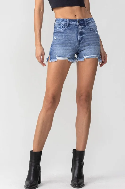 High Rise Side Slit Shorts Top Deals