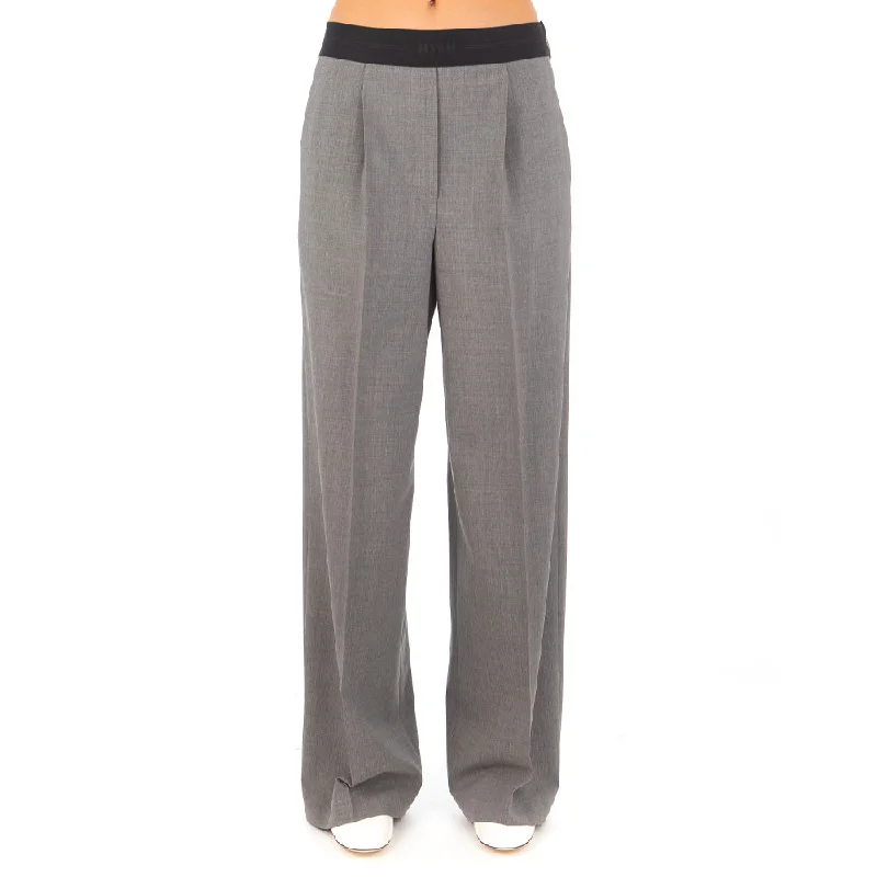 Women's Wool Suiting Pants Grey Melange Chic Styles