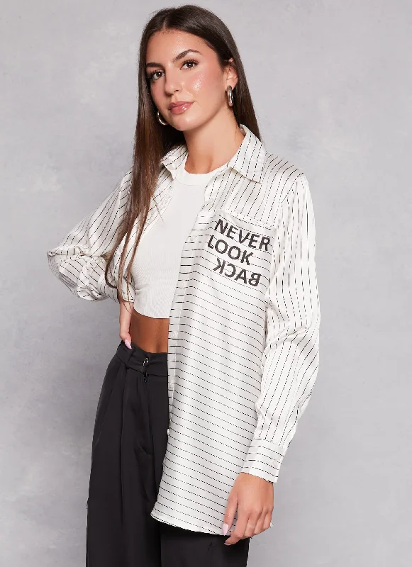 Never Look Back Satin Pinstripe Shirt Special Offer