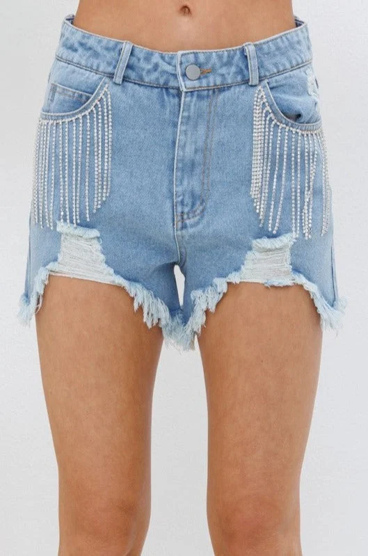 Fringe Denim Shorts Seasonal Clearance