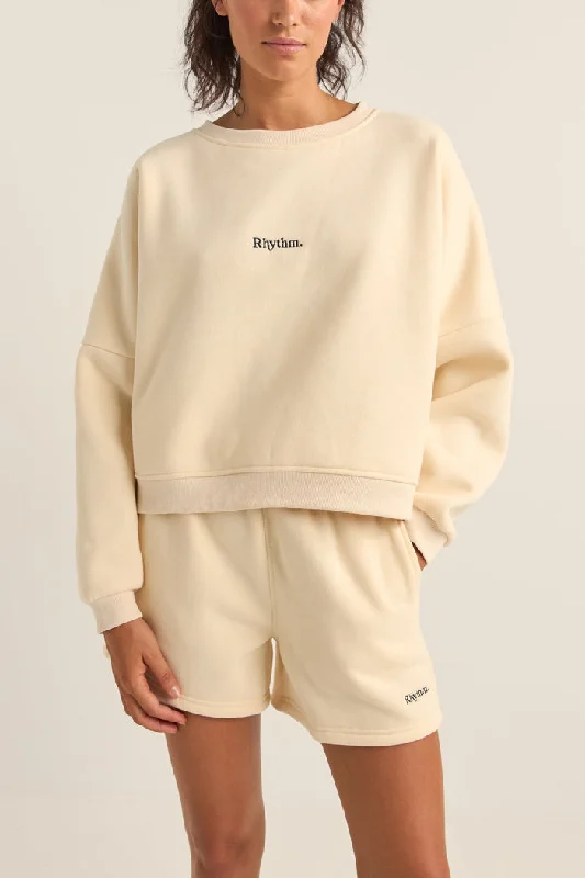 Rhythm Logo Crew Neck Fleece - OATMEAL Vintage Inspired Fashion Sale