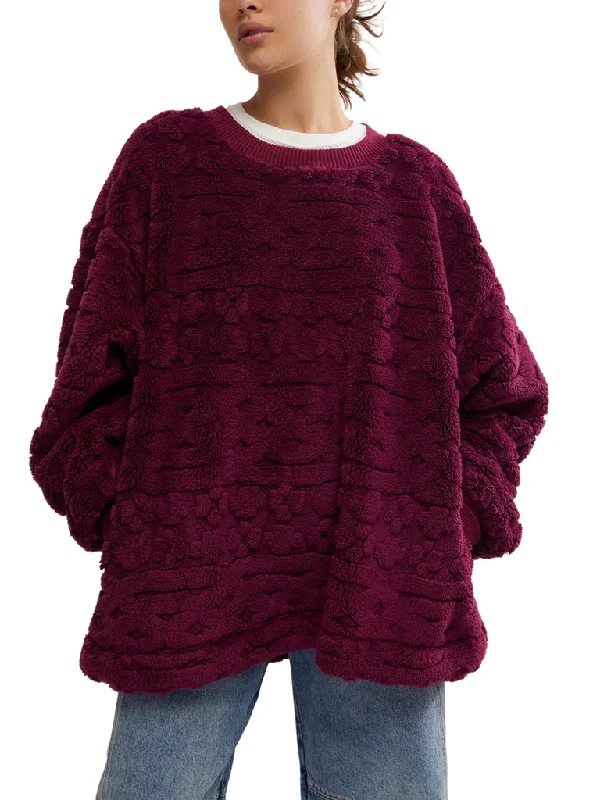 Free People Cable Knit Sweatshirt - BERRY COMBO Comfortable Clothes