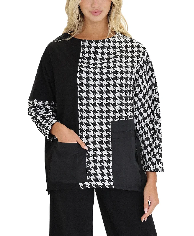 Houndstooth Colorblock Top Huge Discounts This Week