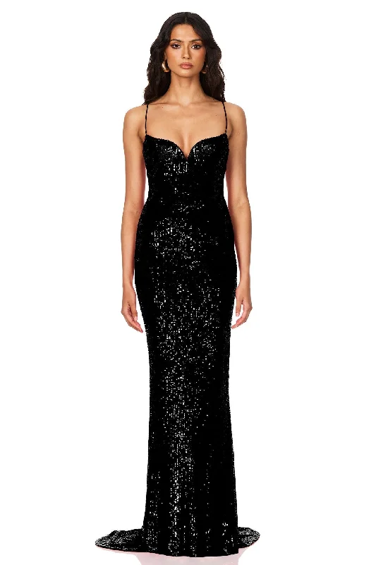 Nookie Serena Sequin Gown - Black Spring Fling Sale