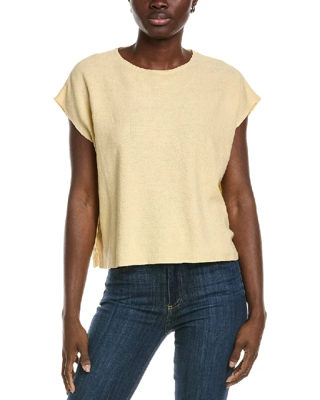 EILEEN FISHER Pique Linen-Blend Top Flash Sale Fever