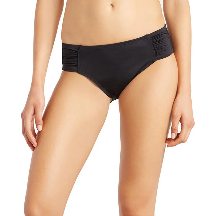 Tommy Bahama Pearl High Waist Side Shirred Bikini Bottom - Black* Versatile Style Wardrobe