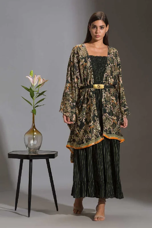 Green Tiered Jumpsuit & Sequin Jacket Set Innovate Your Wardrobe