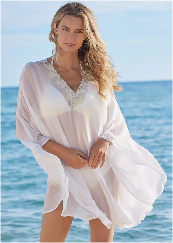 Embellished Tunic Cover-Up - Pearl White Trend Alert