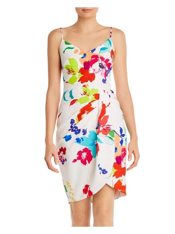 Sadora Womens Floral Short Sheath Dress Holiday Sale