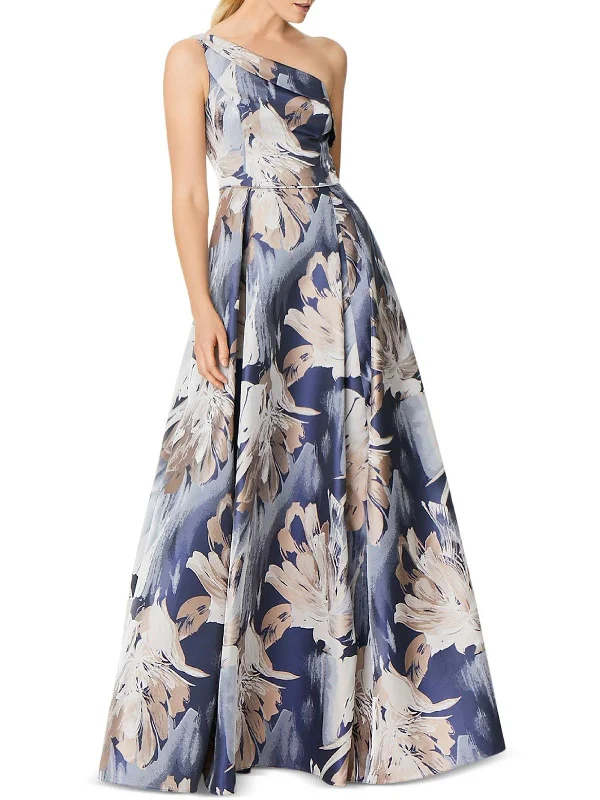 Womens Floral One Shoulder Evening Dress First Order Discount