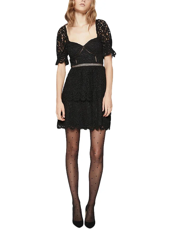 Womens Lace Mini Fit & Flare Dress Save On Classic Elegant Styles